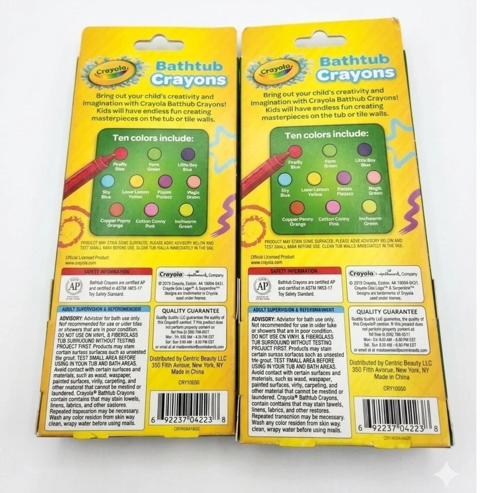 Crayola Bathtub Crayons 10 Count Washable‎ Bath Toys 2 Pack Lot Multi Color New